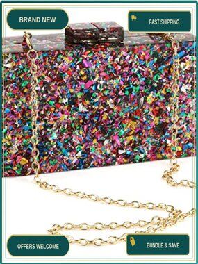 Acrylic Geometric Clutch Evening Crossbody with Detachable Chain